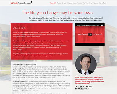 One page design and front-end code for Genesis Physician Services