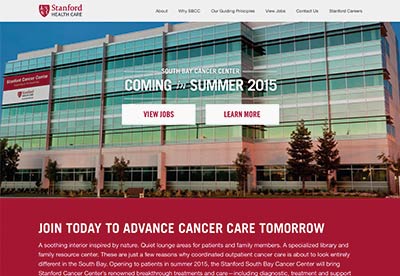 Responsive one page career website for Stanford Hospitals South Bay Cancer Center